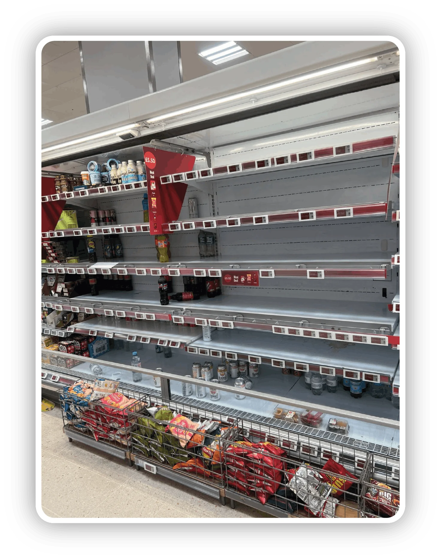 Emptied shelf in a UK supermarket during the heatwave audit